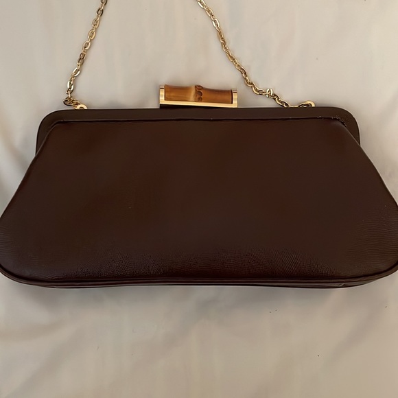 NEW Ann Taylor brown leather purse with gold chain. - Picture 10 of 12